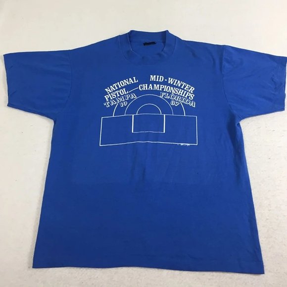 Vintage 80's t-shirt Screens Stars XL Blue Pistol Other - Vintage 80's t-shirt Screens Stars XL Blue Pistol Shooting Championships Tampa